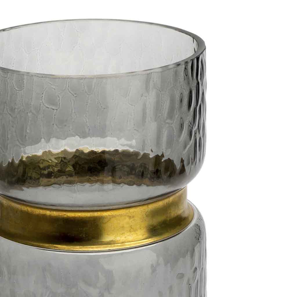 Jarrón Tendence Grabado 20X13 Gris/Dorado