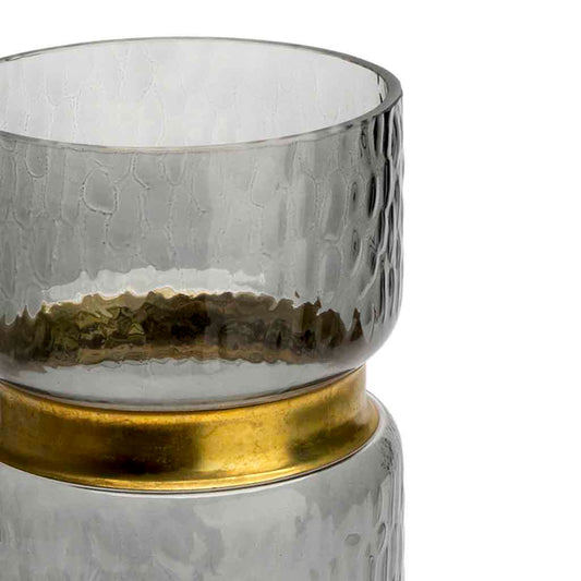 Jarrón Tendence Grabado 20X13 Gris/Dorado