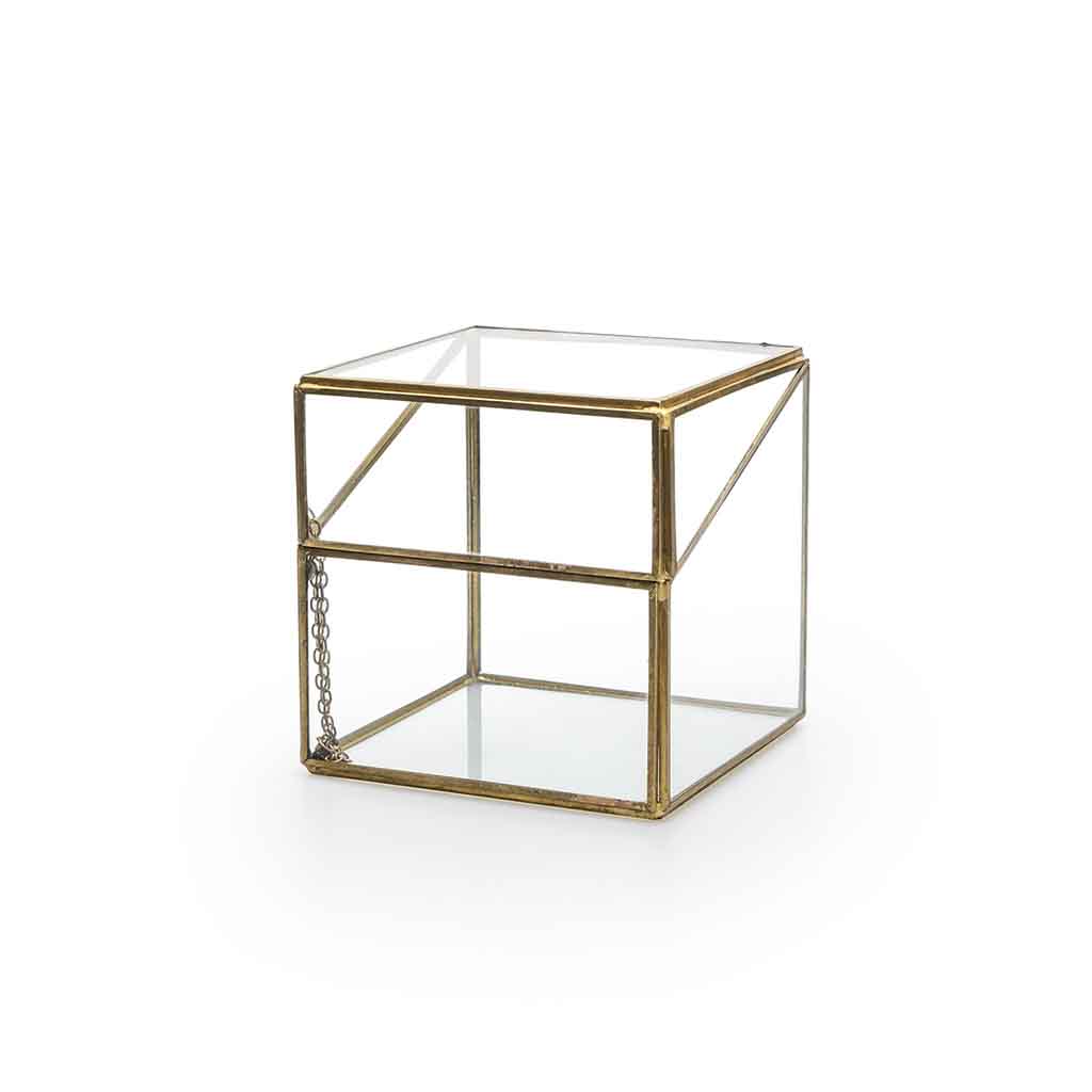 Caja Deco Retro 13X13 Transparente Dorado