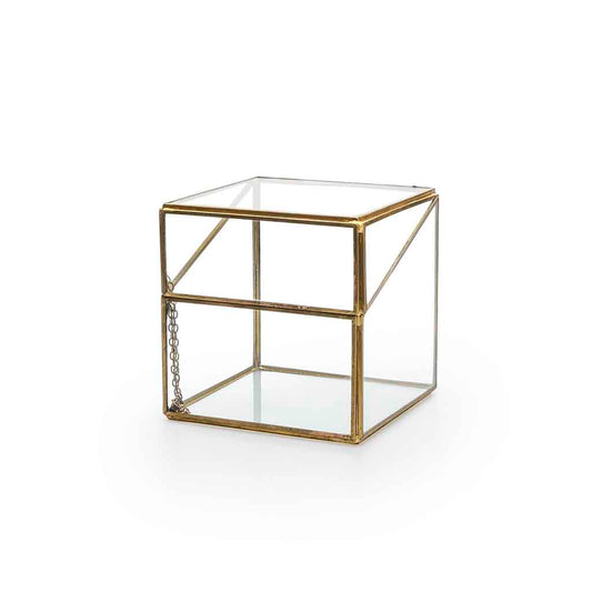 Caja Deco Retro 13X13 Transparente Dorado