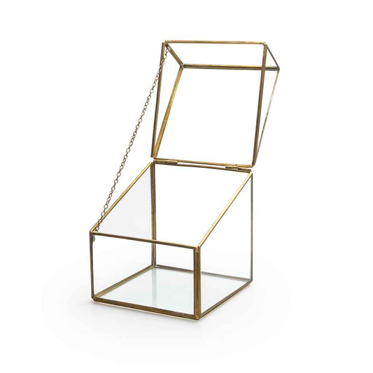 Caja Deco Retro 13X13 Transparente Dorado