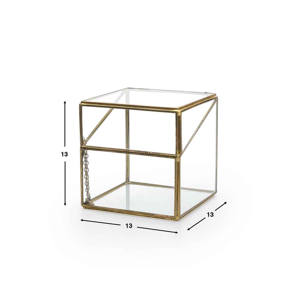 Caja Deco Retro 13X13 Transparente Dorado