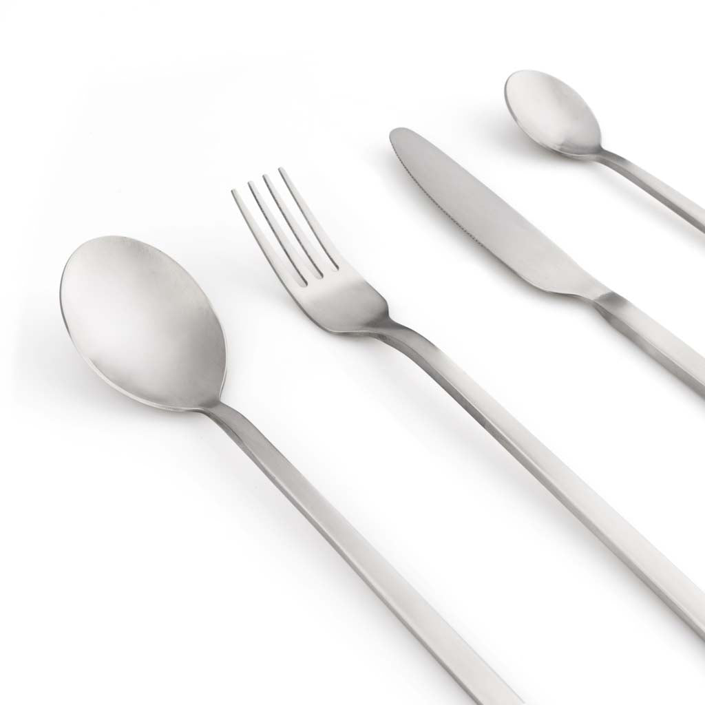 Set 4 Cubiertos Chic Table Minimal Plateado X 6 Sets