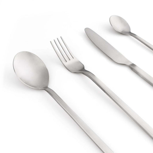 Set 4 Cubiertos Chic Table Minimal Plateado X 6 Sets