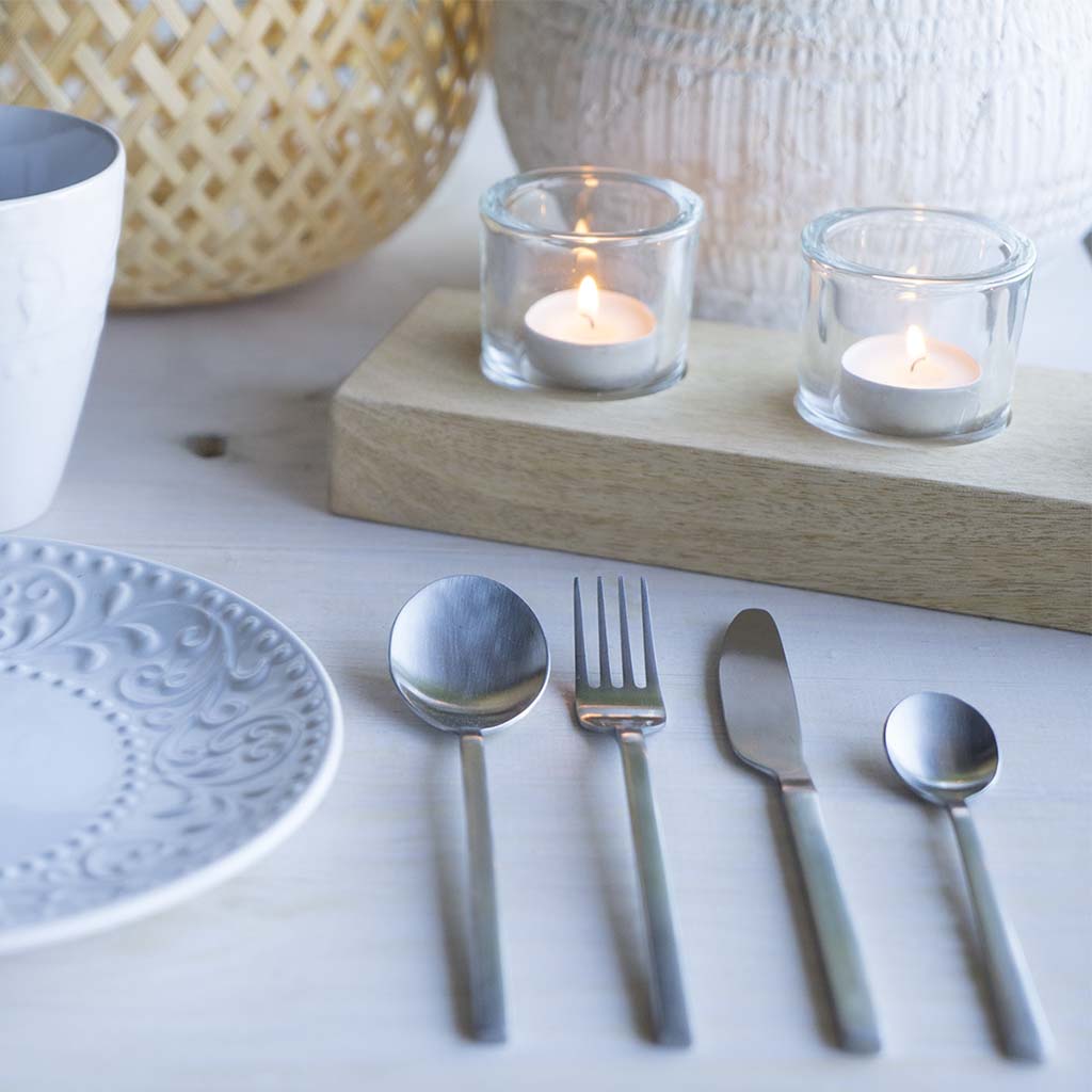 Set 4 Cubiertos Chic Table Minimal Plateado X 6 Sets