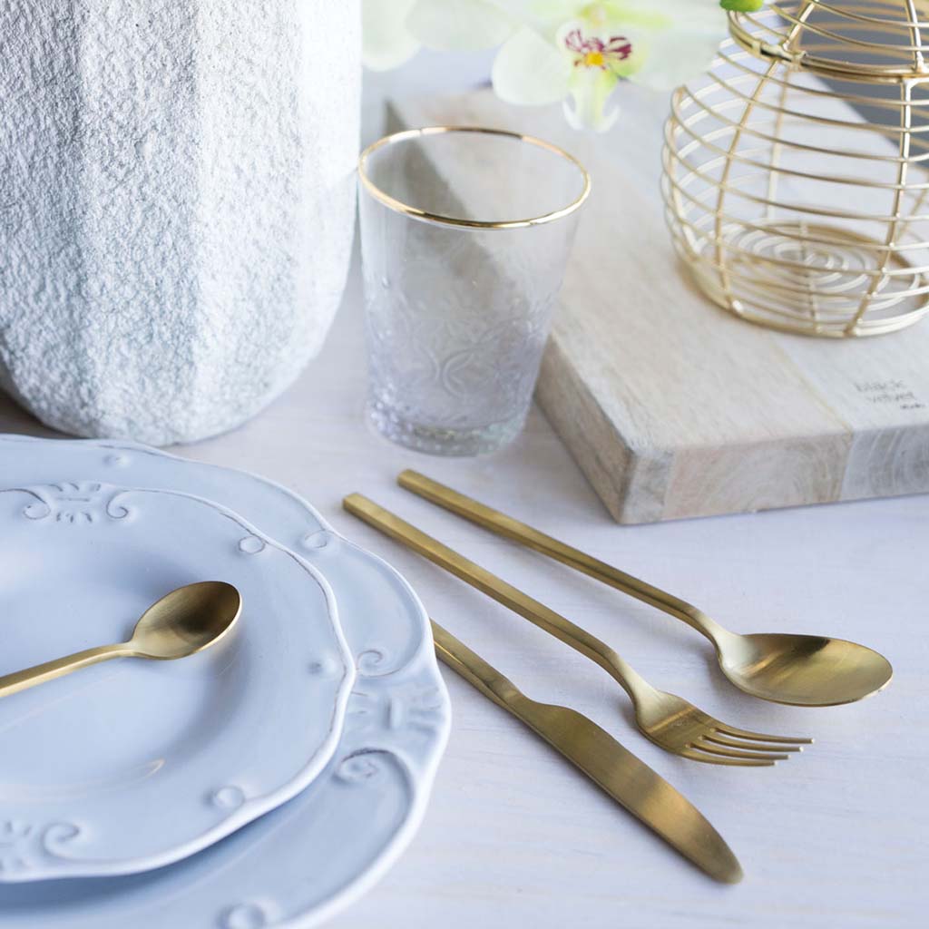 Set 4 Cubiertos Chic Table Minimal Dorado