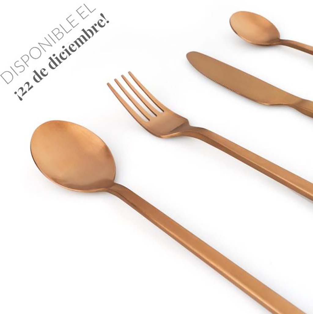 Set 4 Cubiertos Chic Table Minimal Cobre