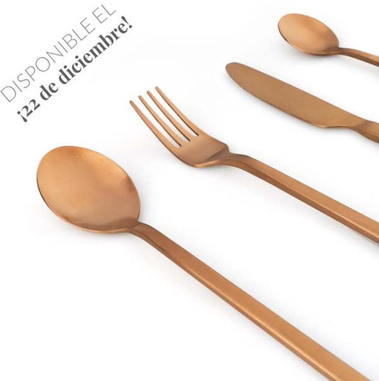 Set 4 Cubiertos Chic Table Minimal Cobre