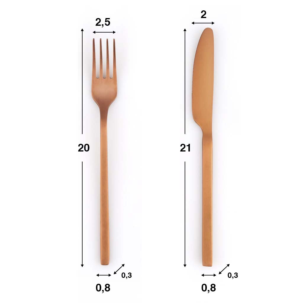 Set 4 Cubiertos Chic Table Minimal Cobre