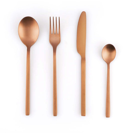 Set 4 Cubiertos Chic Table Minimal Cobre