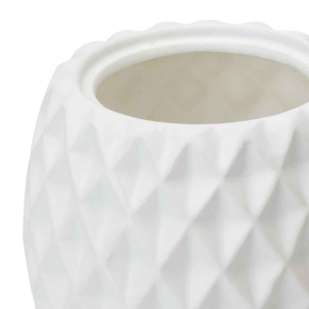 Caja Deco Ananas M Cerámica Blanco/Dorado
