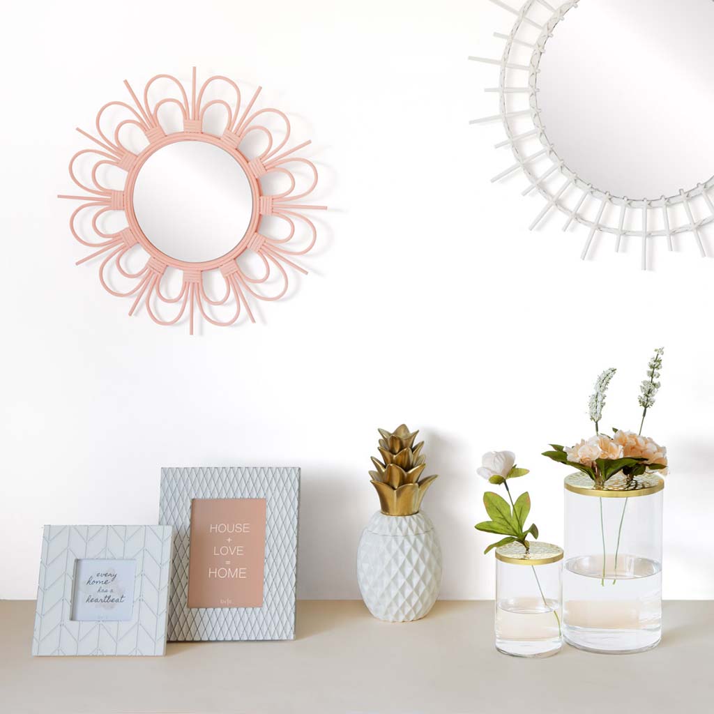 Caja Deco Ananas M Cerámica Blanco/Dorado