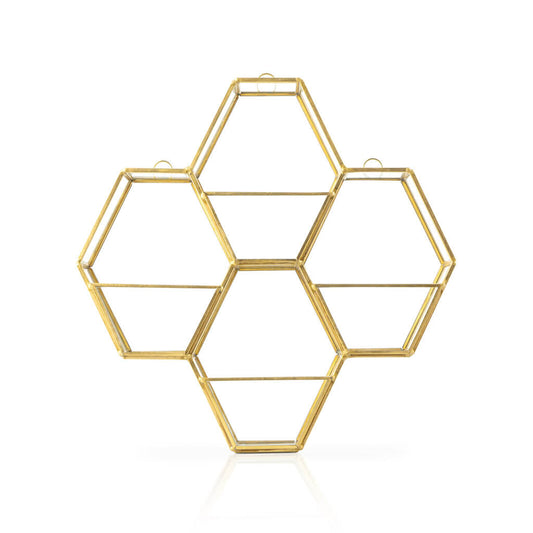 Estantería Retro Multi Hexagon 27X5X27 Dorado/Transparente