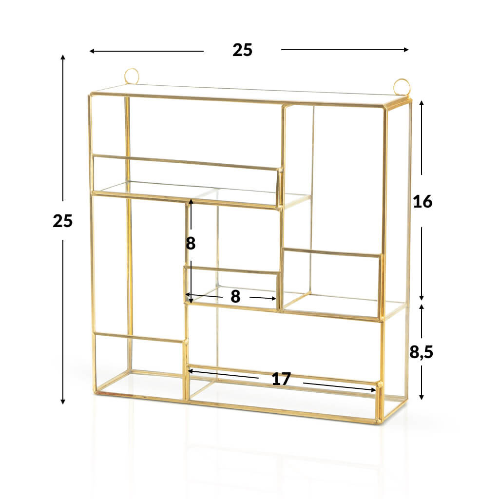 Estantería Retro Square 25X8X26 Dorado Transparente