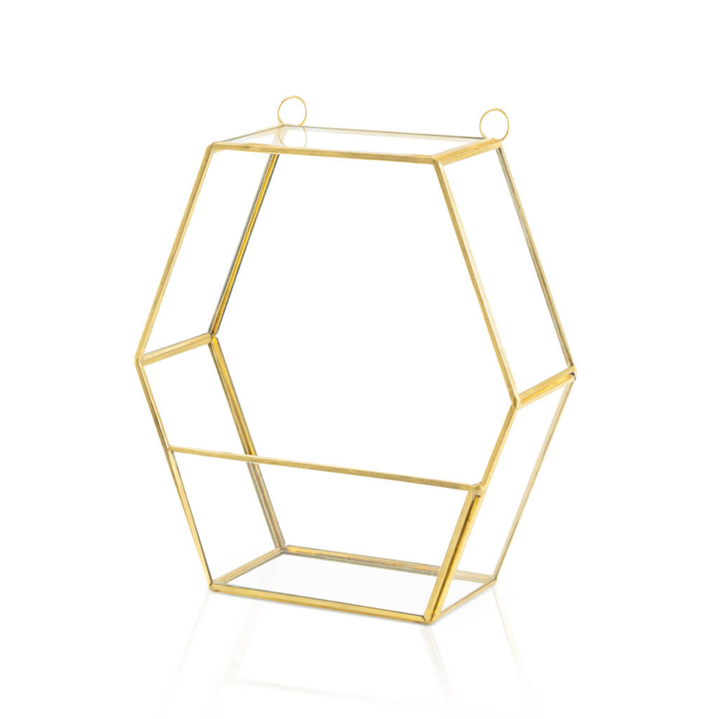 Estantería Retro Hexagon 18X7X20 Dorado/Transparente