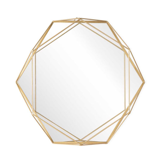 Espejo Pared 3D Metal Dorado