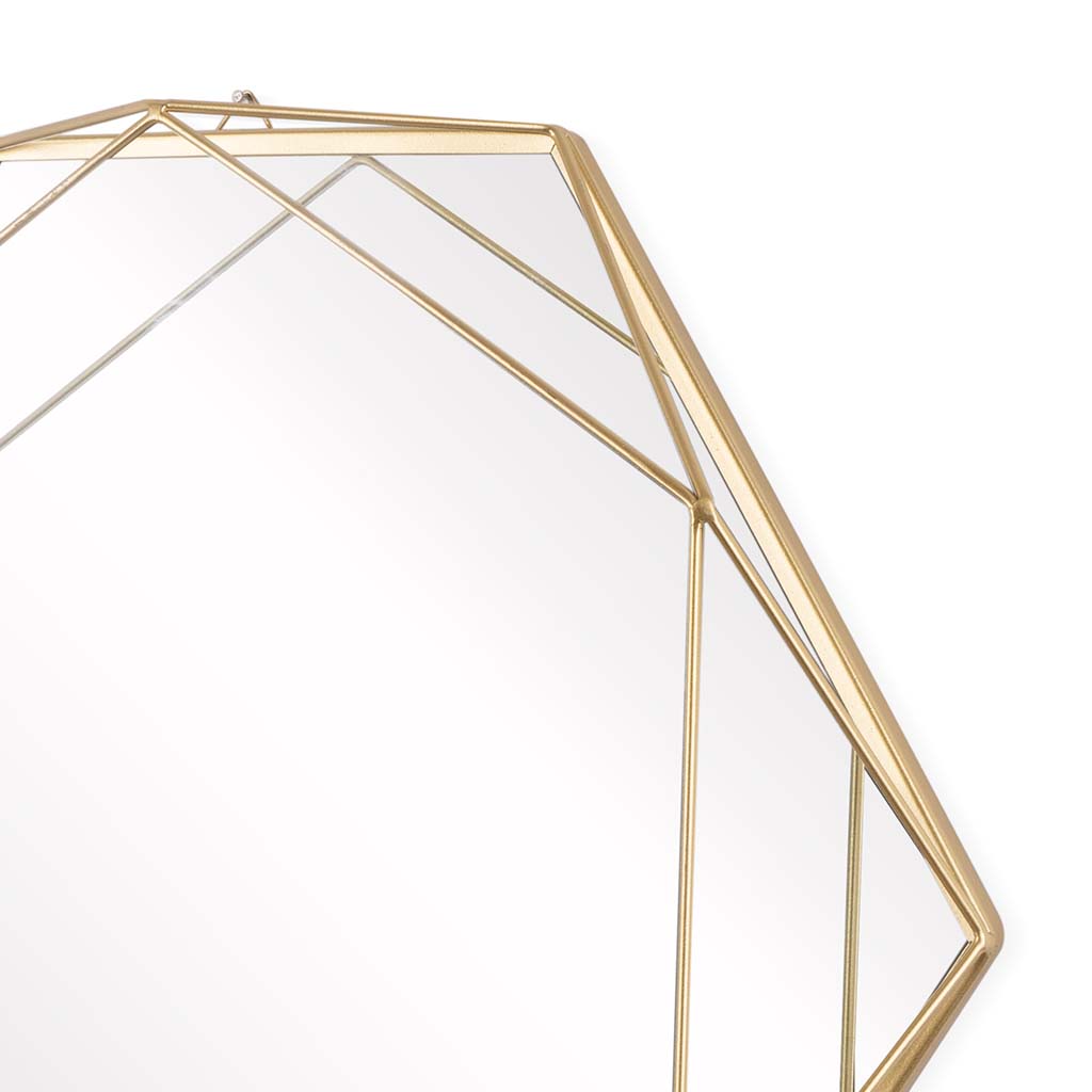 Espejo Pared 3D Metal Dorado