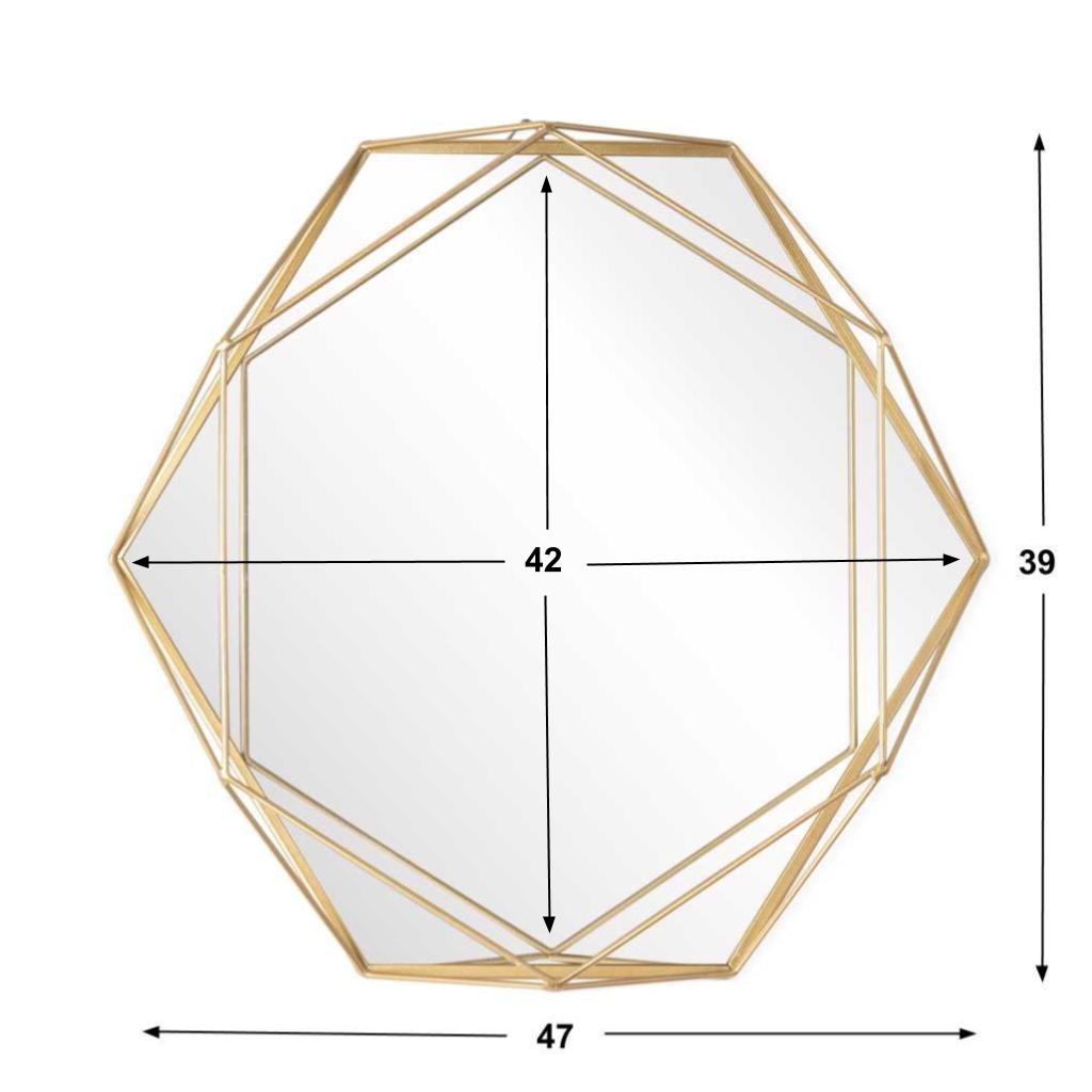 Espejo Pared 3D Metal Dorado