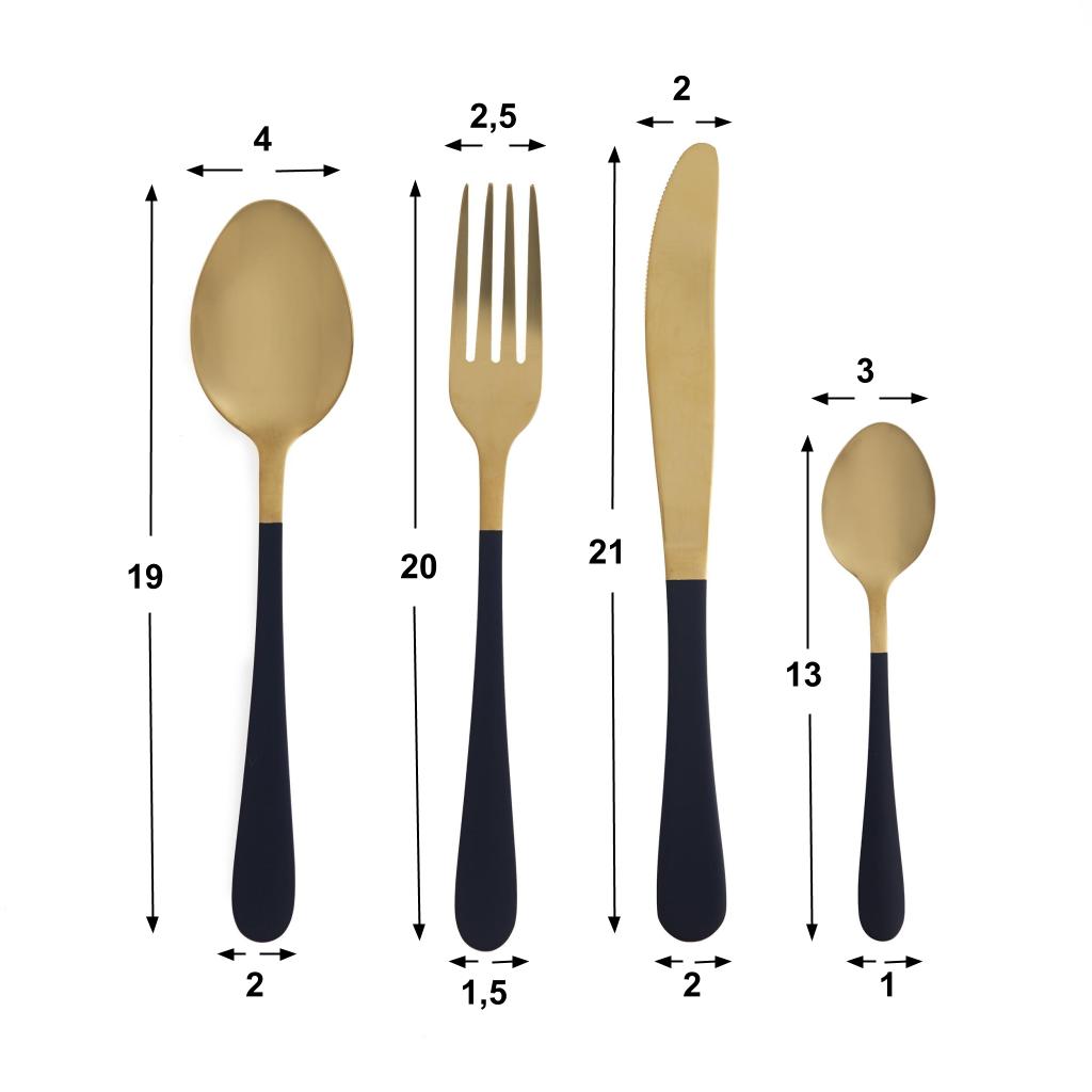 Set 4 Cubiertos Must Dorado Negro