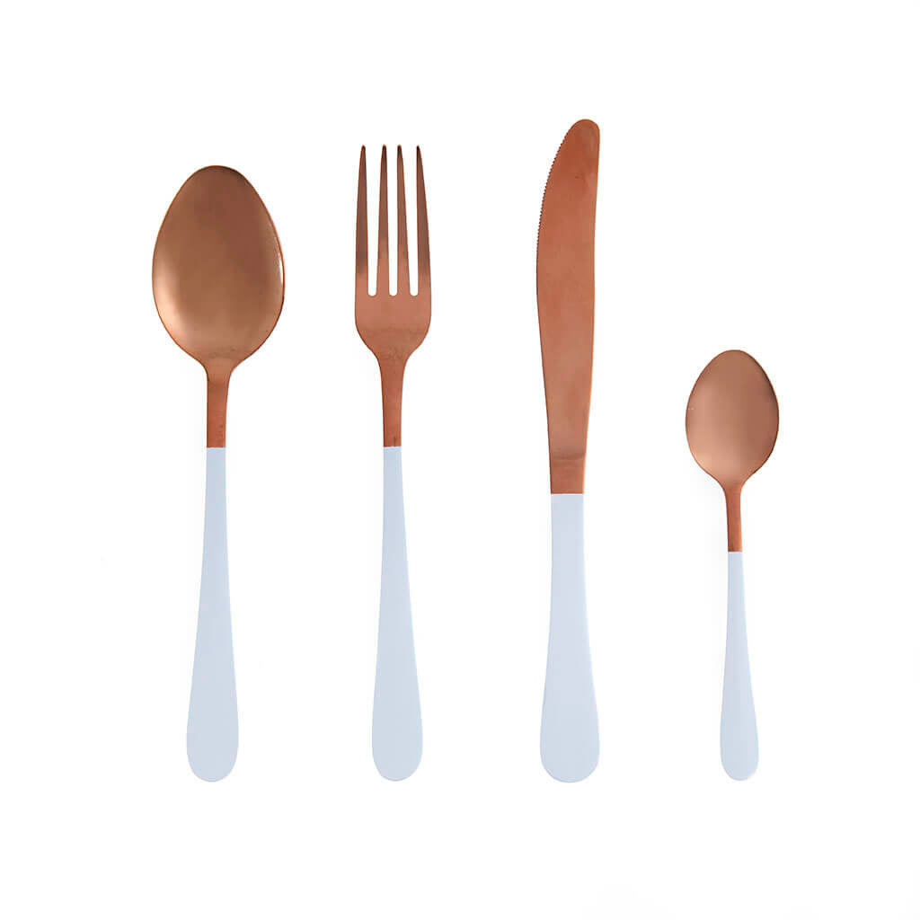 Set 4 Cubiertos Must Cobre Blanco