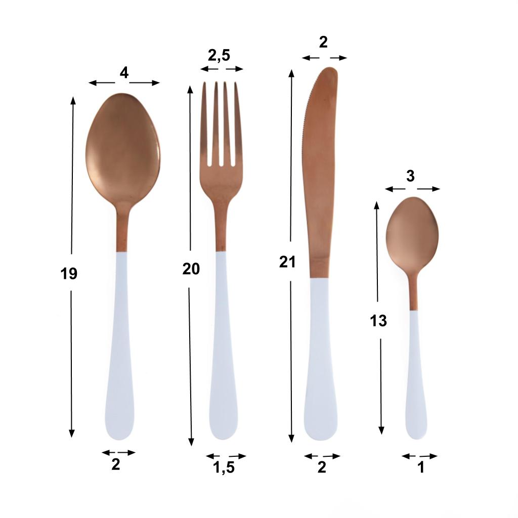 Set 4 Cubiertos Must Cobre Blanco