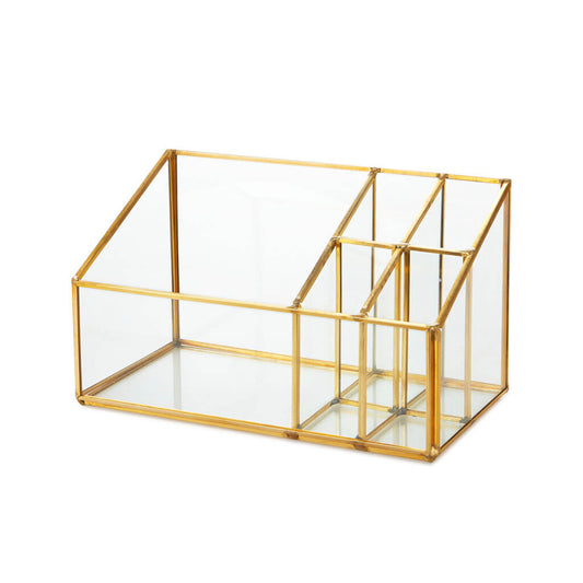Organizador Maquillaje Retro Makeup Transparente/Dorado