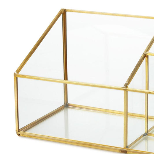 Organizador Maquillaje Retro Makeup Transparente/Dorado