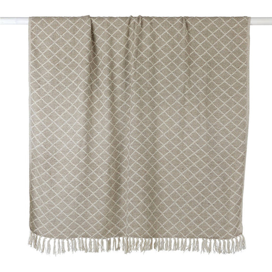 Manta Bikaner Rombos Y Flecos 125X150 Gris/Blanco