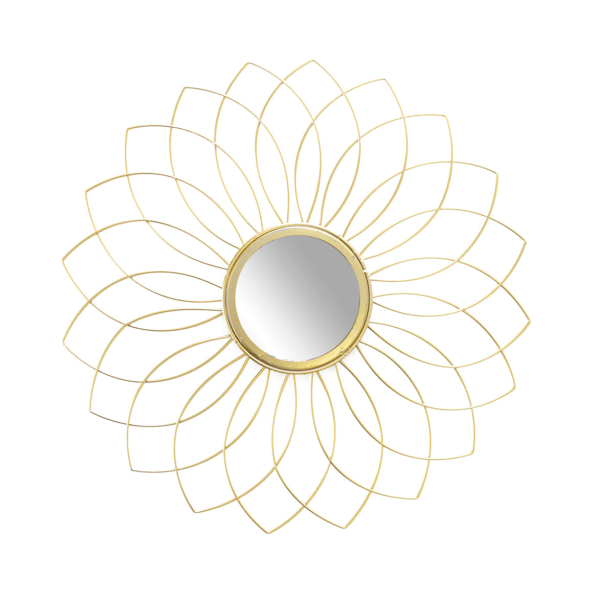 Espejo Pared, Flor, S, Metal Dorado