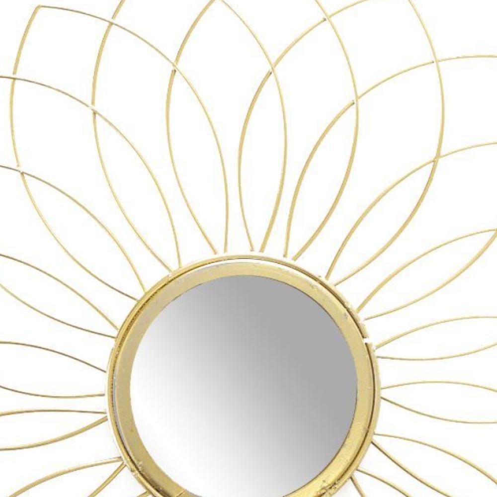 Espejo Pared, Flor, S, Metal Dorado