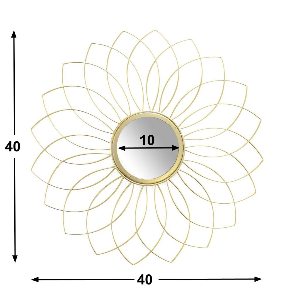 Espejo Pared, Flor, S, Metal Dorado
