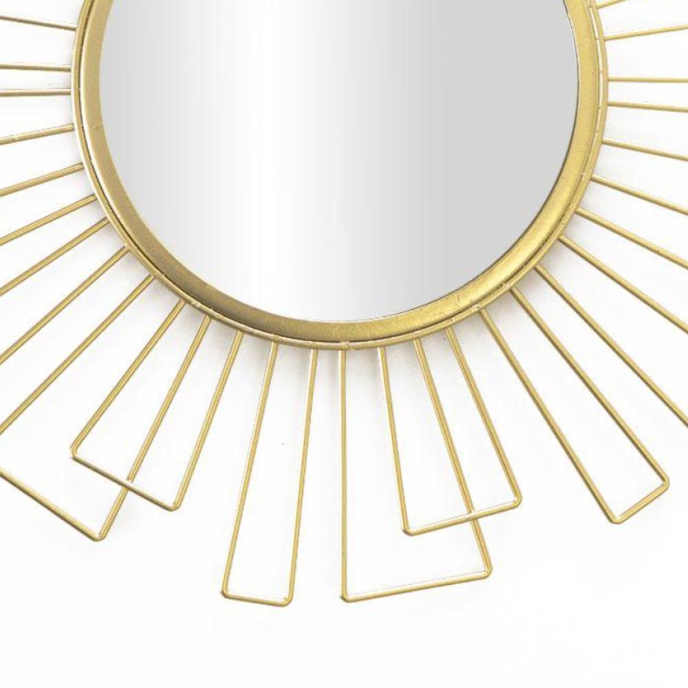 Espejo Pared, Art Deco, Redondo Dorado