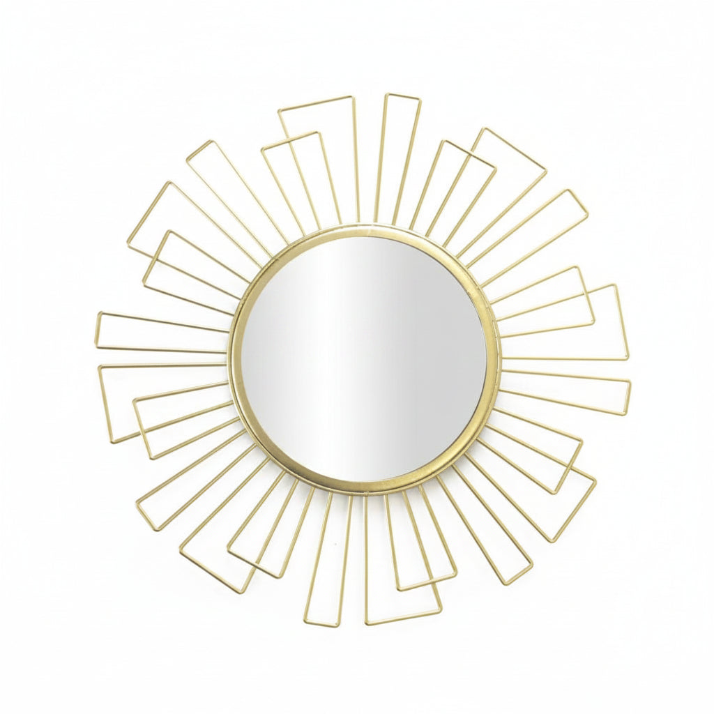Espejo Pared, Art Deco, Redondo Dorado