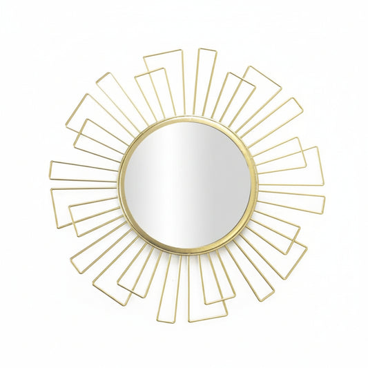 Espejo Pared, Art Deco, Redondo Dorado