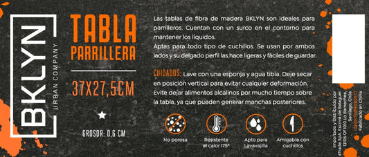 Tabla Parrillera M BKLYN — 37×27,5 cm