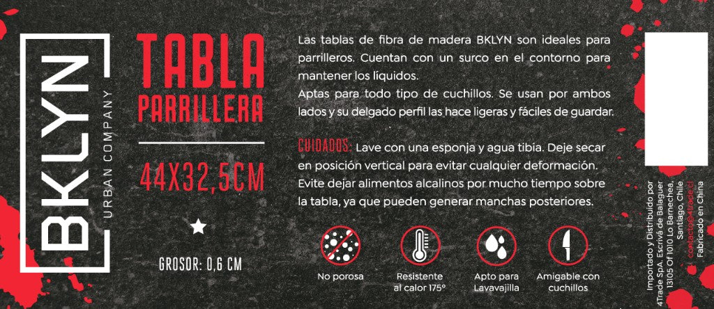 Tabla Parrillera L BKLYN — 44×32,5 cm